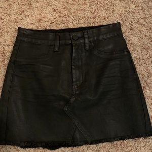 Blank NYC Black Waxed Denim Mini Skirt